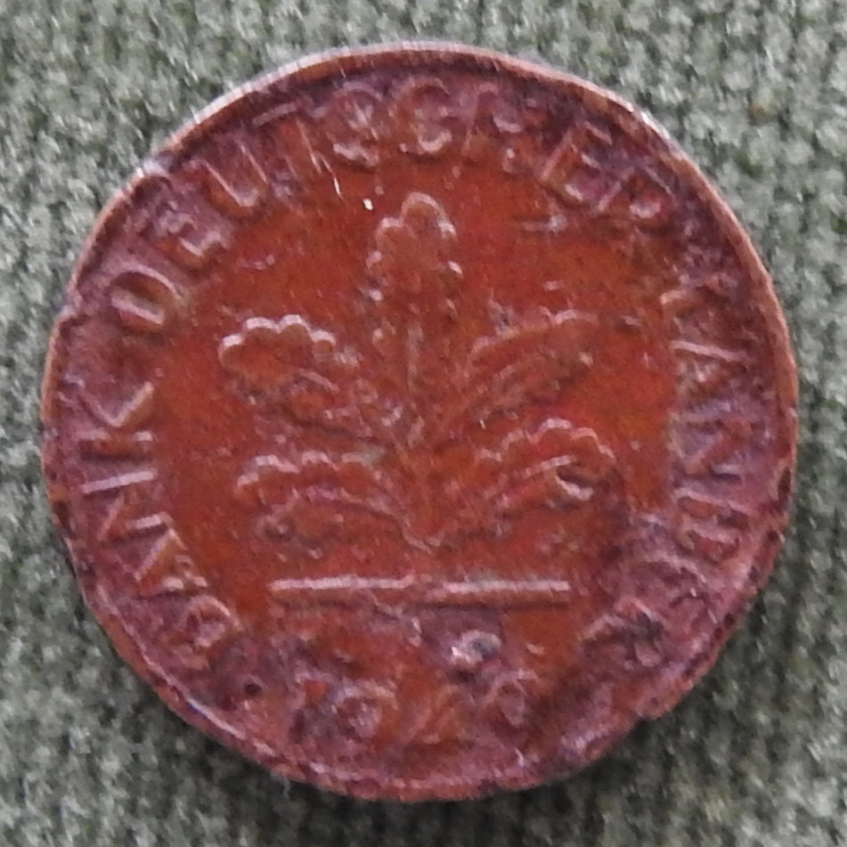 Germany 1949 D 1 Pfennig Coin