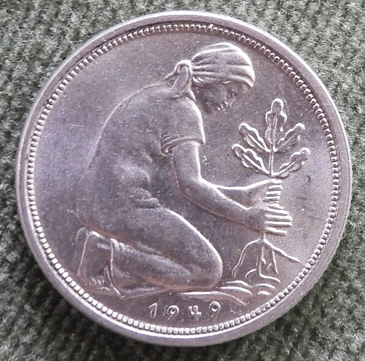 Germany 1949 D 50 Pfennig Coin - Circulated