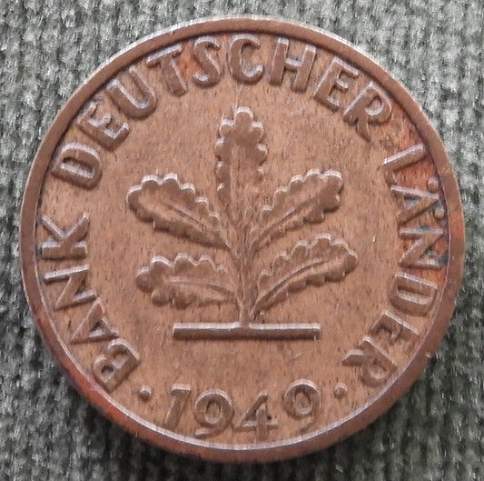 Germany 1949 F 5 Pfennig Coin - Circulated