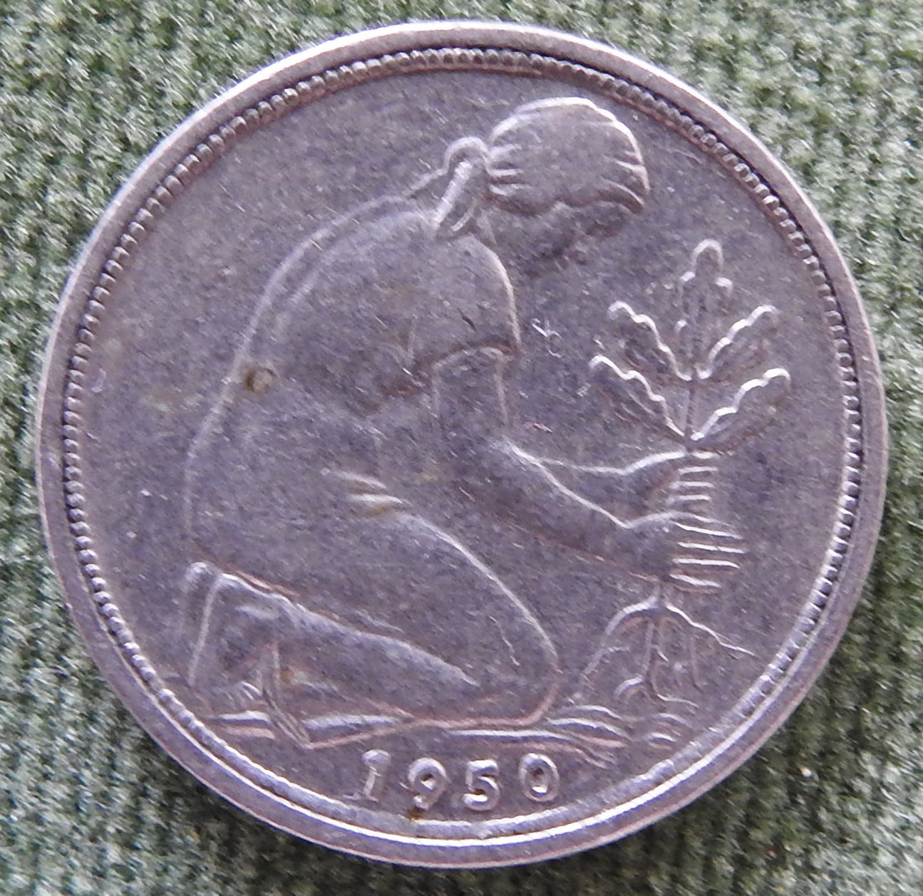 Germany 1950 G 50 Pfennig Coin - Circulated