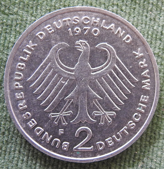 Germany 1970 F 2 Deutsche Mark Konrad Adenauer Coin