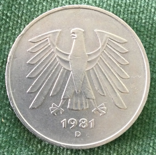 Germany 1981 D 5 Deutsche Mark Coin