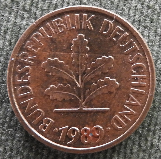 Germany 1989 D 5 Pfennig Coin Munich - Circulated