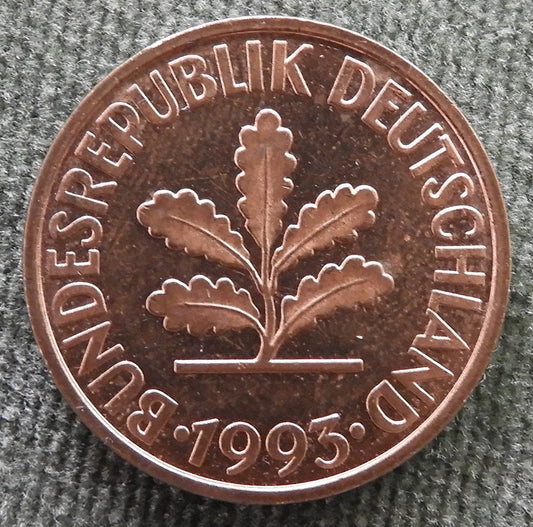Germany 1993 J 10 Pfennig Coin Hamburg - Circulated