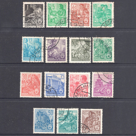 German DDR 1953 5 Year Plan Stamp Group - Perfin:13x12.5