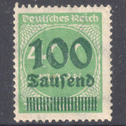 German Empire 1923 400 Mark Green Hyperinflation Stamp Overprinted 100000 - Perfin:14