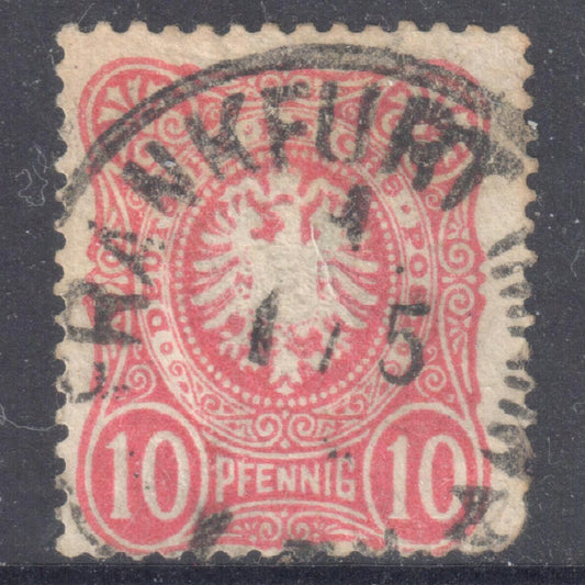 German Empire 1879 -1880 10 Pfennig Rose Imperial Eagle Stamp - Perfin:13.5x14.25