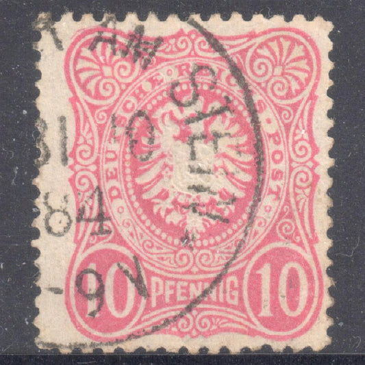 German Empire 1879 -1880 10 Pfennig Rose Imperial Eagle Stamp - Perfin:13.5x14.25