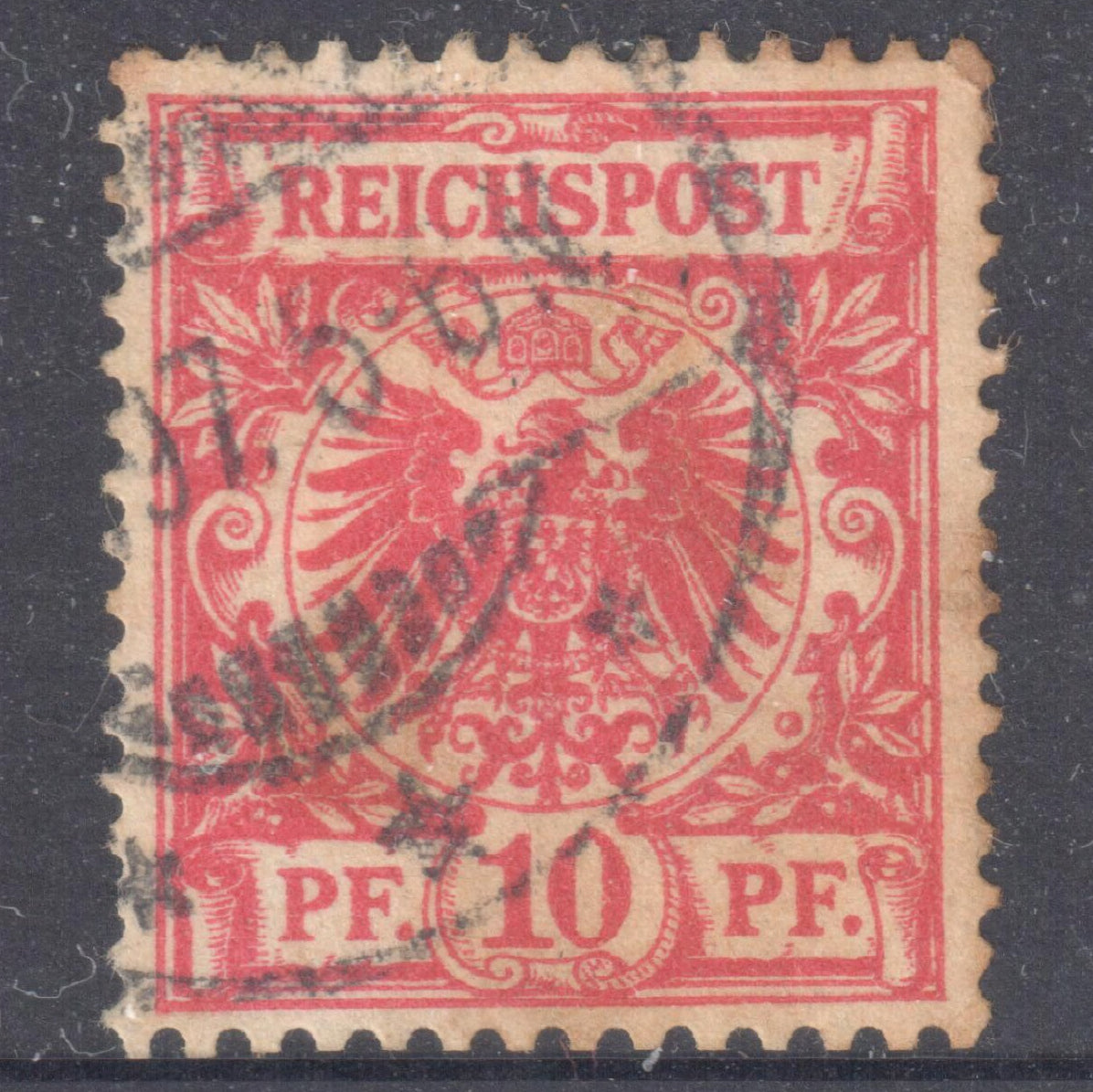 German Empire 1889 -1900 10 Pfennig Carmine Imperial Eagle Stamp - Perfin:13.5x14.25