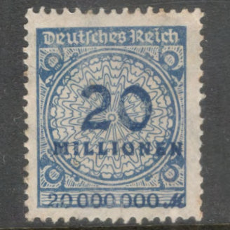 German Empire 1923 20M 20000000 Mark Blue New Daily Overprinted Stamp - Perfin: 14.0