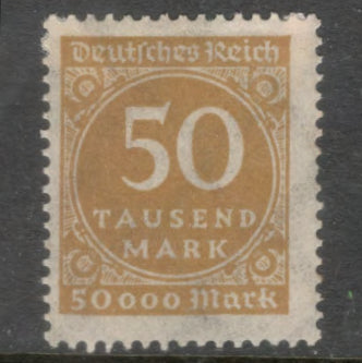 German Empire 1923 50 Thousand 50000 Mark Brownish Yellow New Daily Stamp - Perfin: 14.0