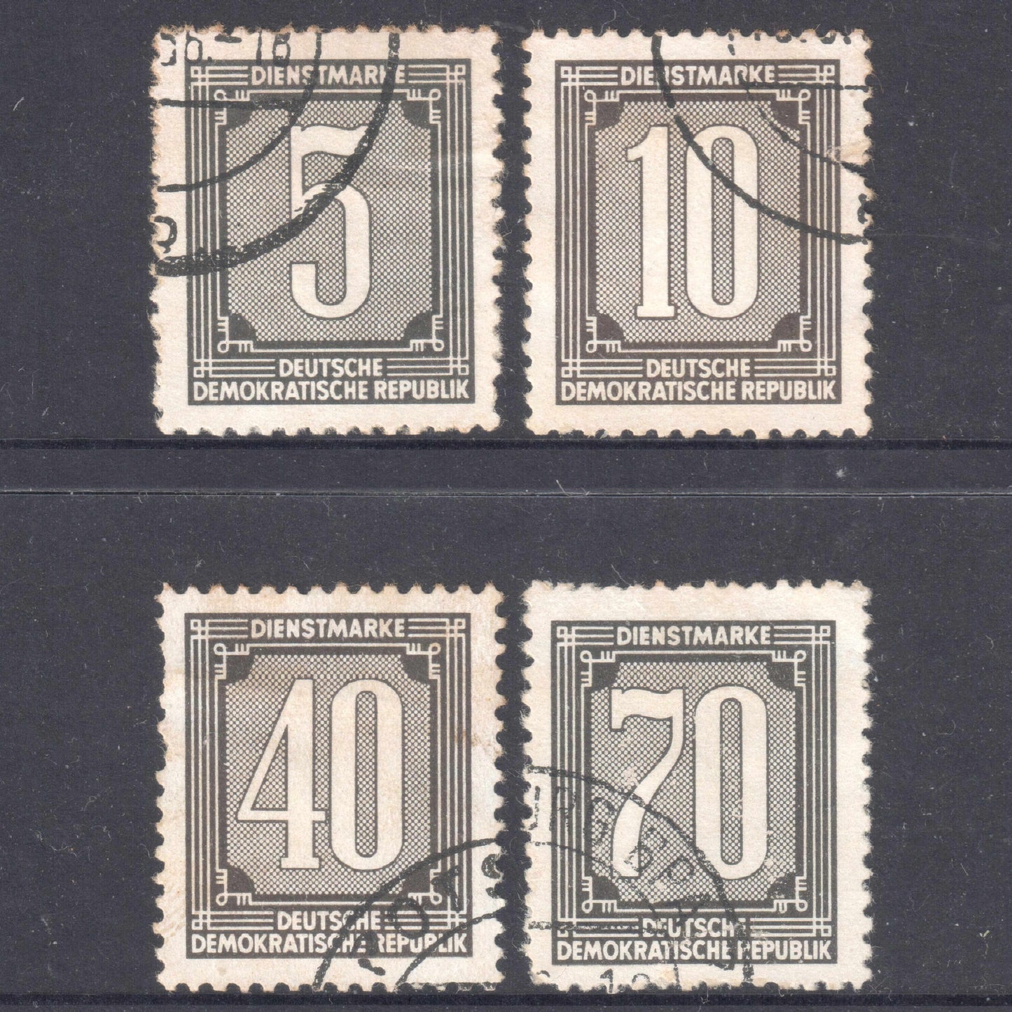 German DDR 1956 Digits Official Stamps for Administration Post A Stamp Group - Perfin:13x12.5