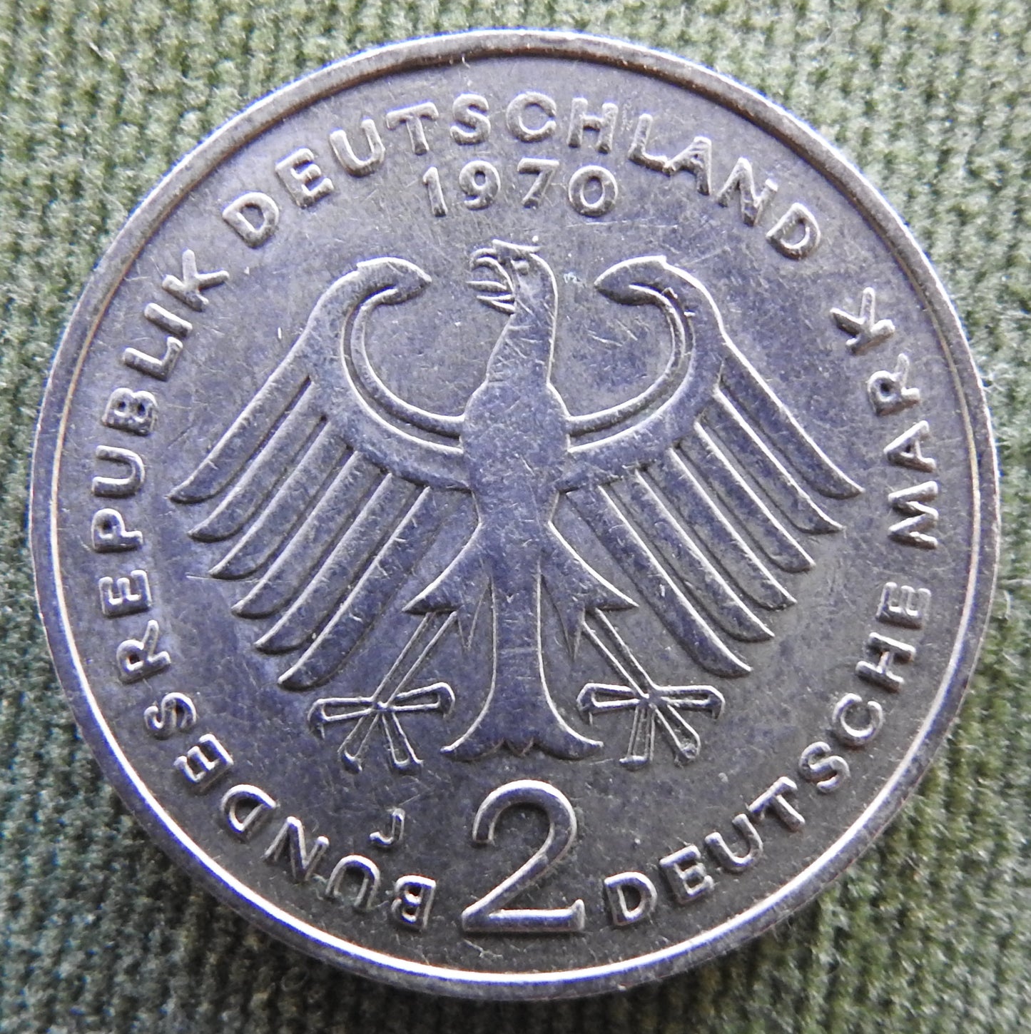Germany 1970 J 2 Deutsche Mark Konrad Adenauer Coin - Circulated