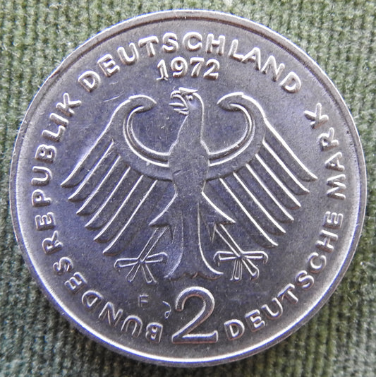 Germany 1972 F 2 Deutsche Mark Konrad Adenauer Coin - Circulated