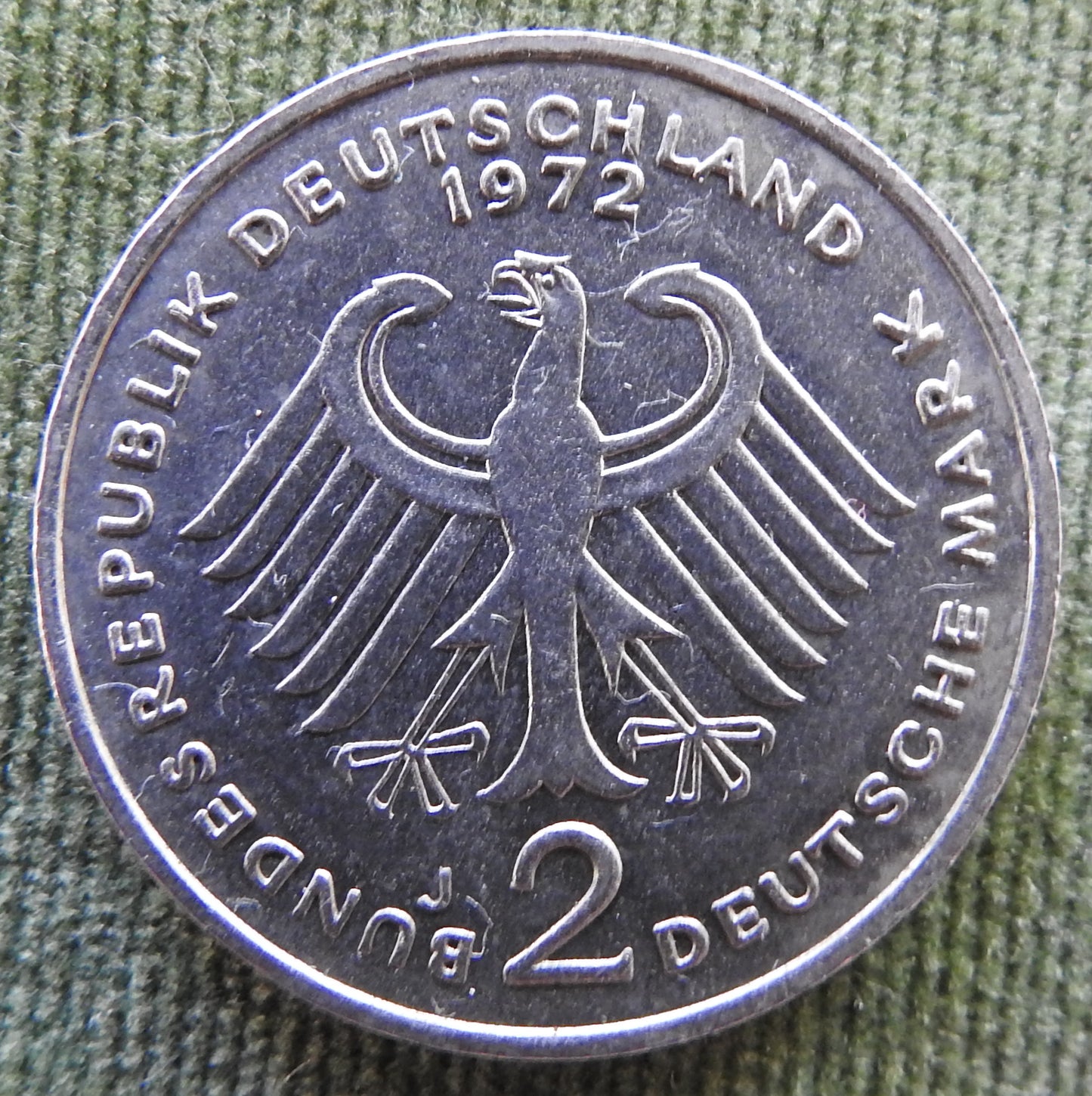 Germany 1972 J 2 Deutsche Mark Konrad Adenauer Coin - Circulated