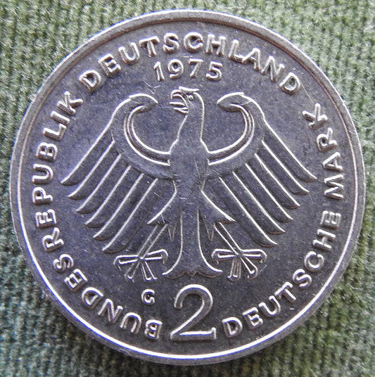 Germany 1975 G 2 Deutsche Mark Konrad Adenauer Coin - Circulated