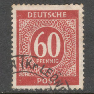Germany Deutsche Post 60 Pfennig Reddish Brown 1946 Numeral Value Stamp - Perfin: 14.0