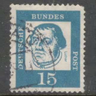 Germany Deutsche Bundespost 1961 15 Pfennig Blue Famous Germans Stamp - Perfin: 14.0