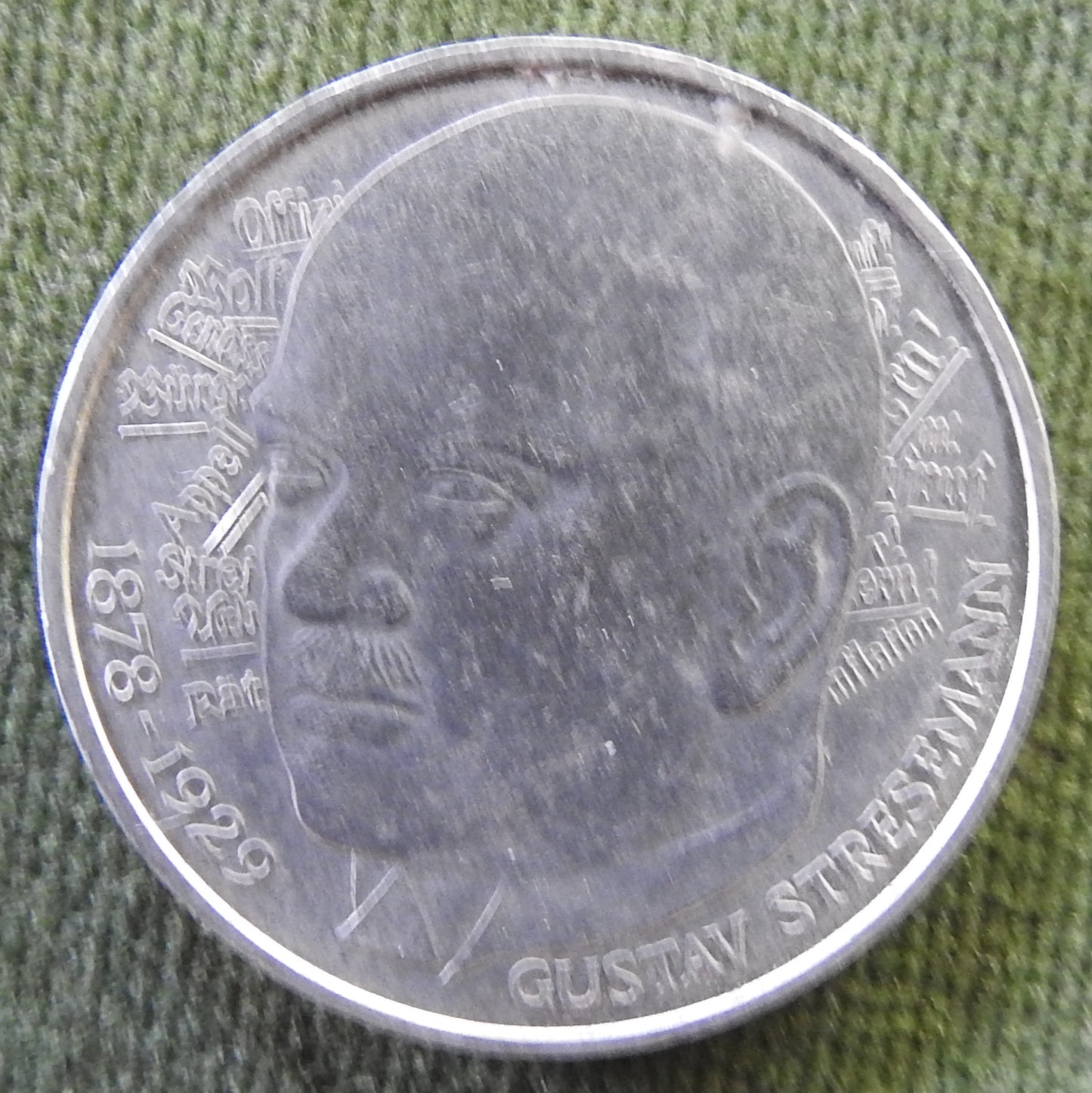 Germany 1978 D 5 Deutsche Mark Gustav Stresemann Silver Coin