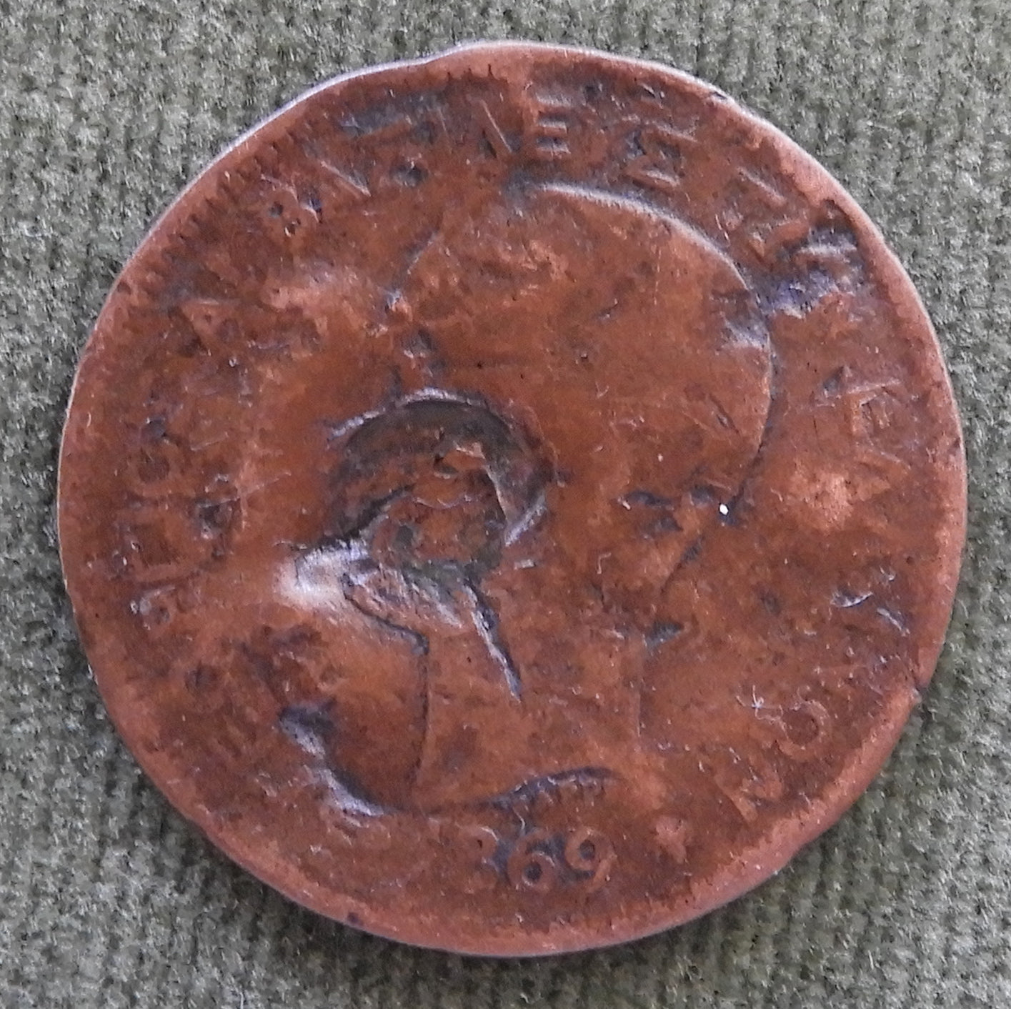 Greek 1869 5 Lepta Coin