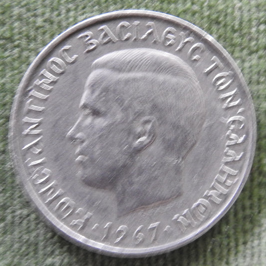 Greek 1967 2 Drachma Coin King Constantine II