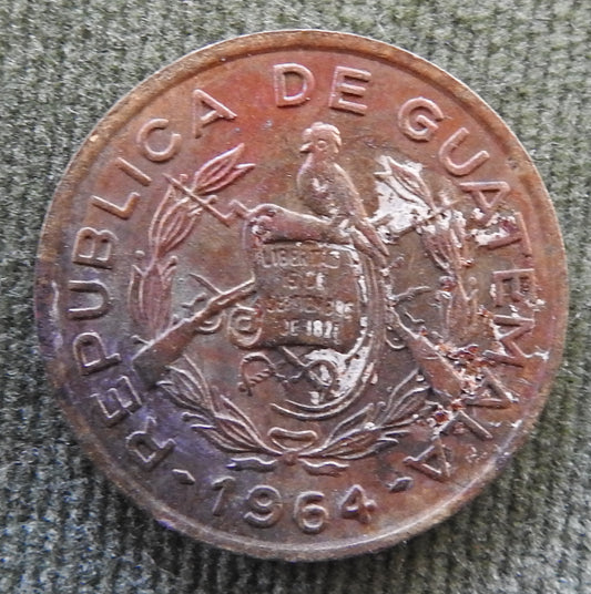 Guatemala 1964 1 Centavo Coat Of Arms Coin