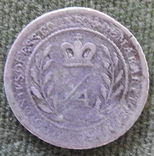 United Colony Of Demerary & Essequibo 1809 1/4 Guilder George III Coin Guyana