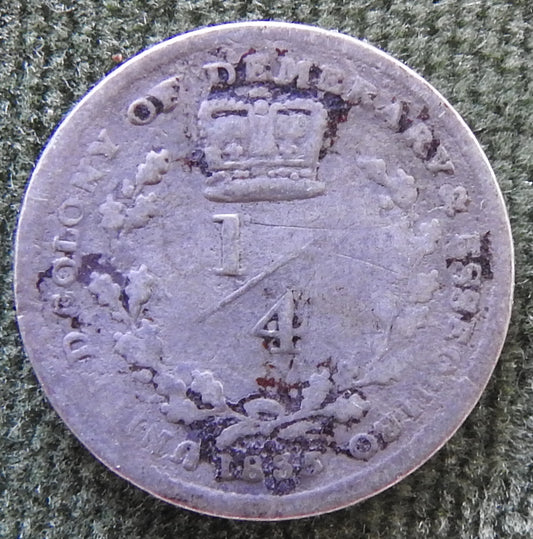 United Colony Of Demerary & Essequibo 1835 1/4 Guilder William IV Coin Guyana