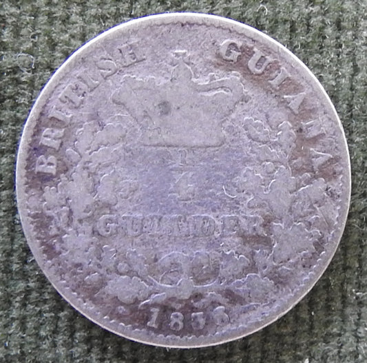 United Colony Of Demerary & Essequibo 1836 1/4 Guilder William IV Coin Guyana