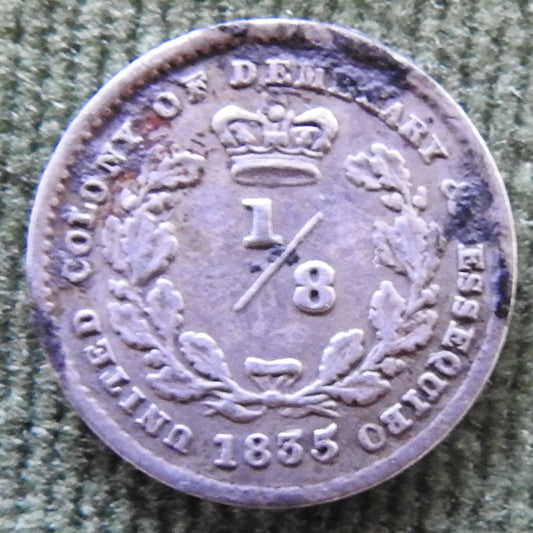 United Colony Of Demerary & Essequibo 1835 1/8 Gulden William IV Coin Guyana