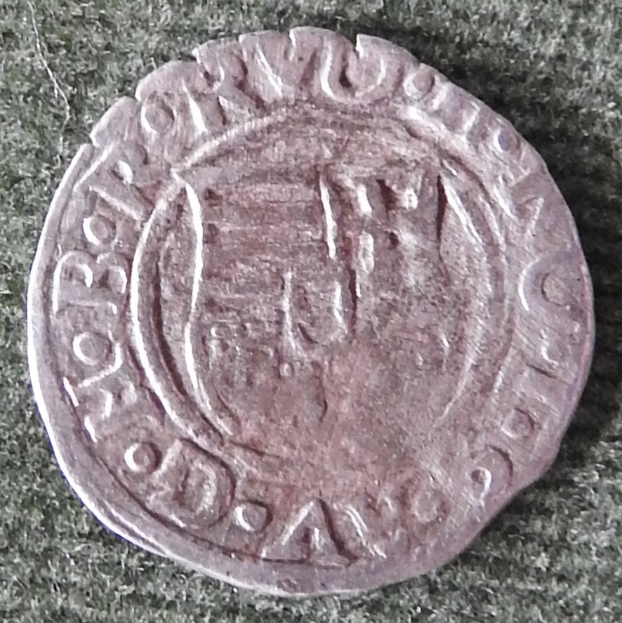 Hungary 1580 1 Denar Coin Hungarian Coat Of Arms Crowned Madonna With Child Rudolf I
