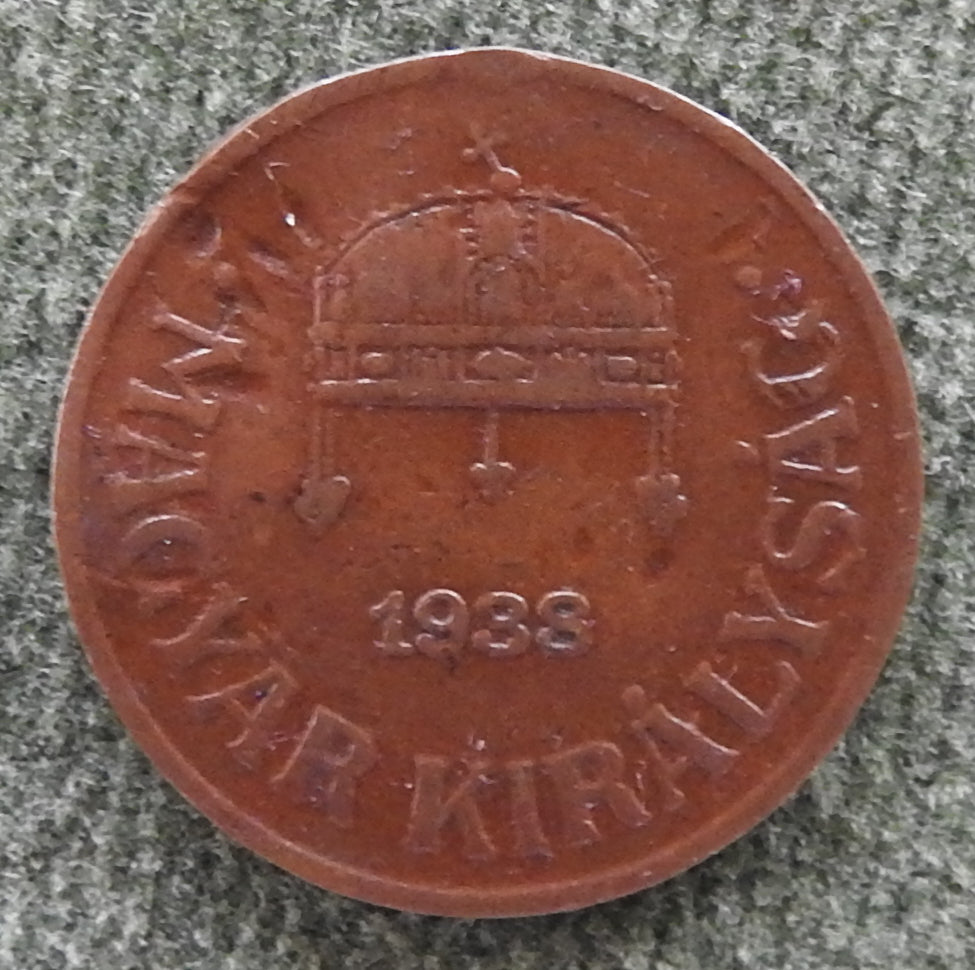 Hungary Magyar 1938 1 Filler Coin - Circulated