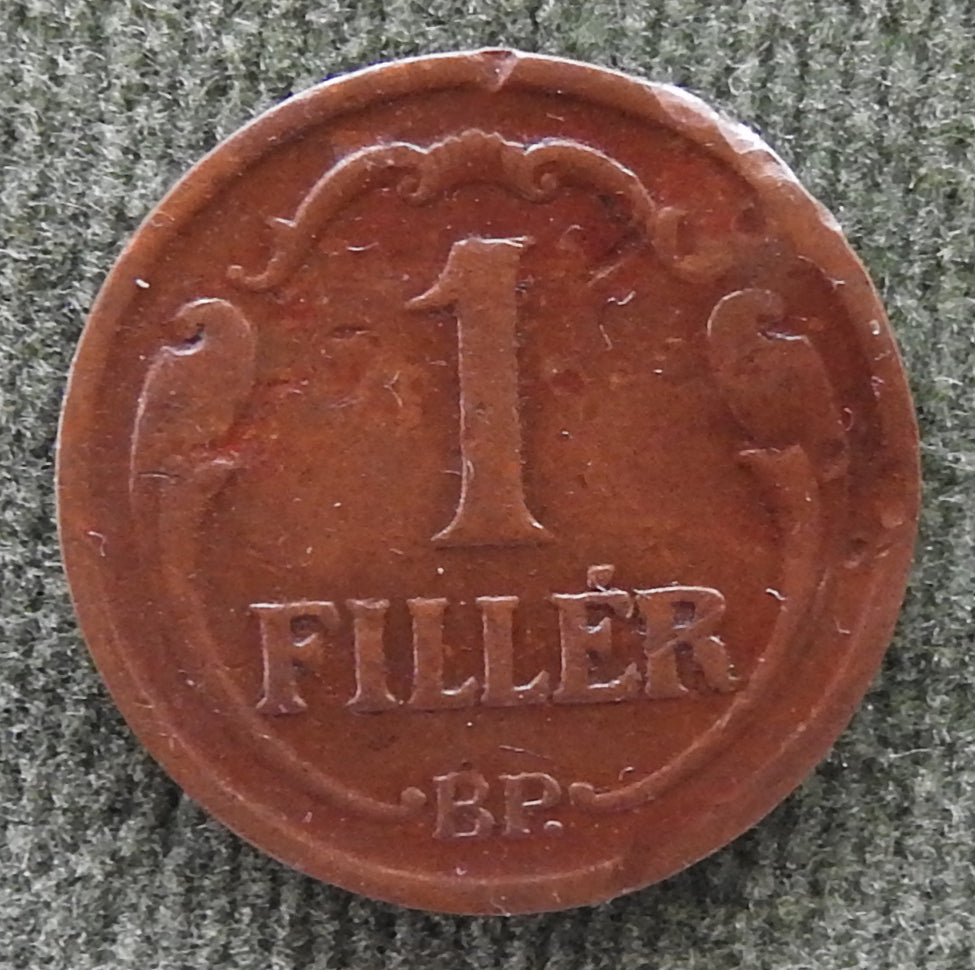 Hungary Magyar 1938 1 Filler Coin - Circulated