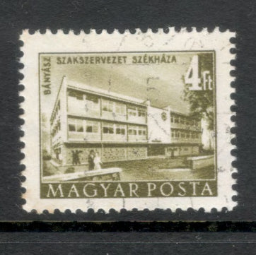 Hungary 1952 4 Forint Olive Green Buildings Postage Stamp