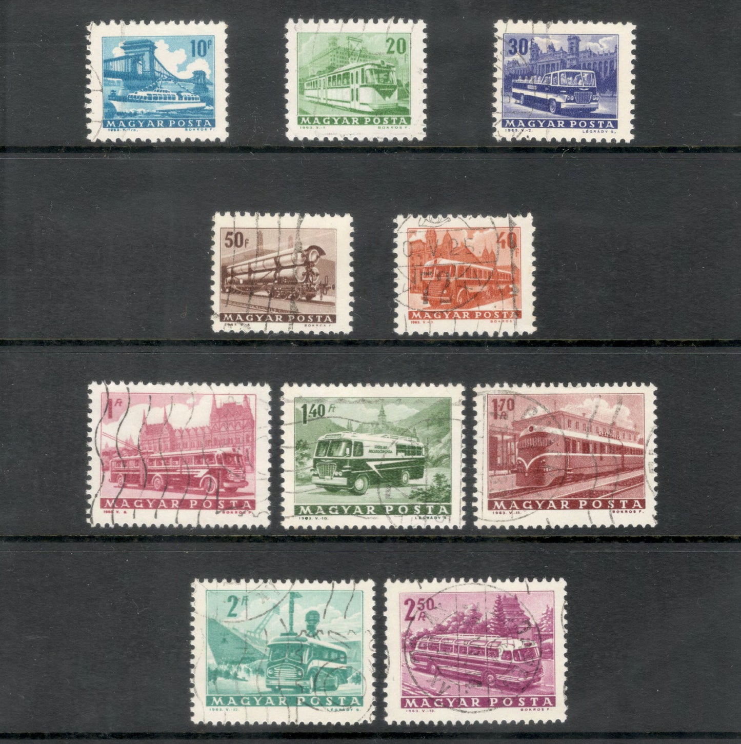 Hungary 1963 Means of Transport Postage Stamp Set