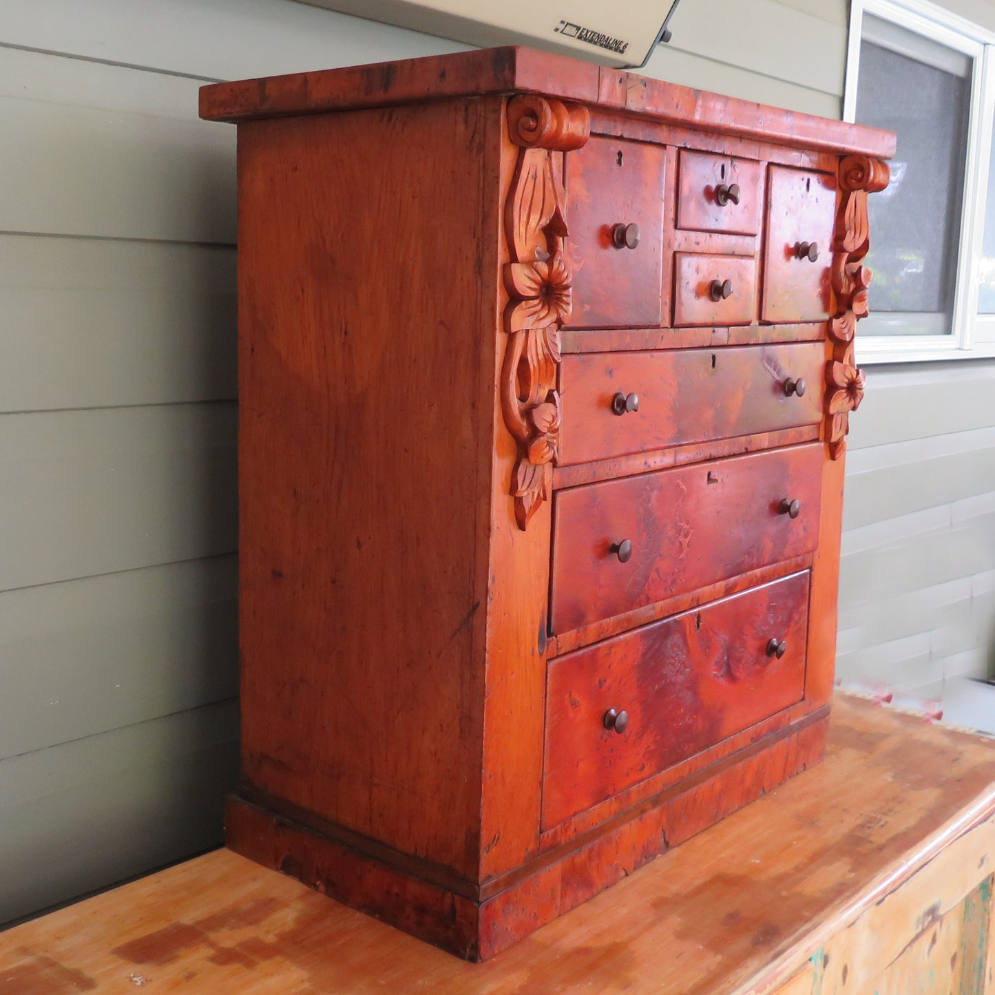 Huon Pine Miniature 7 Drawer Chest Of drawers c1865