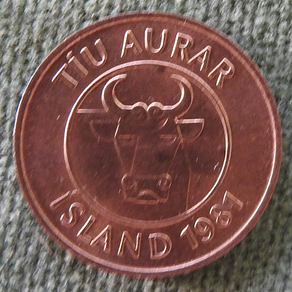 Iceland 1981 10 Tiu Aurar Coin - Circulated