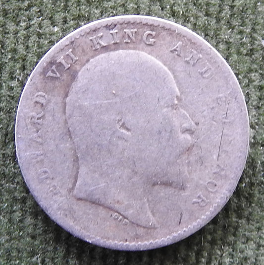 India 1906 Two 2 Annas King Edward VII Silver Coin