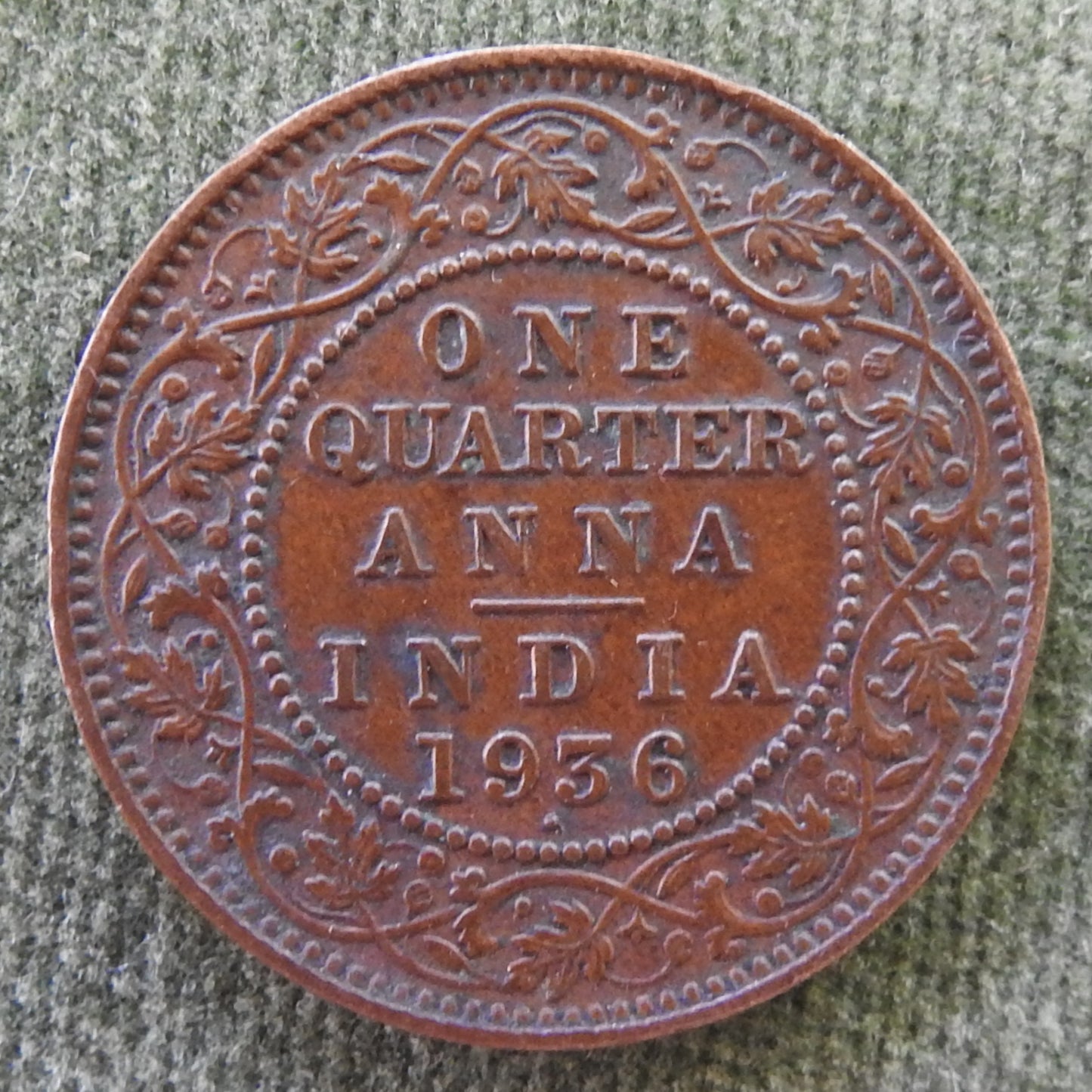 India 1936 1/4 One Quarter Anna King George V Coin