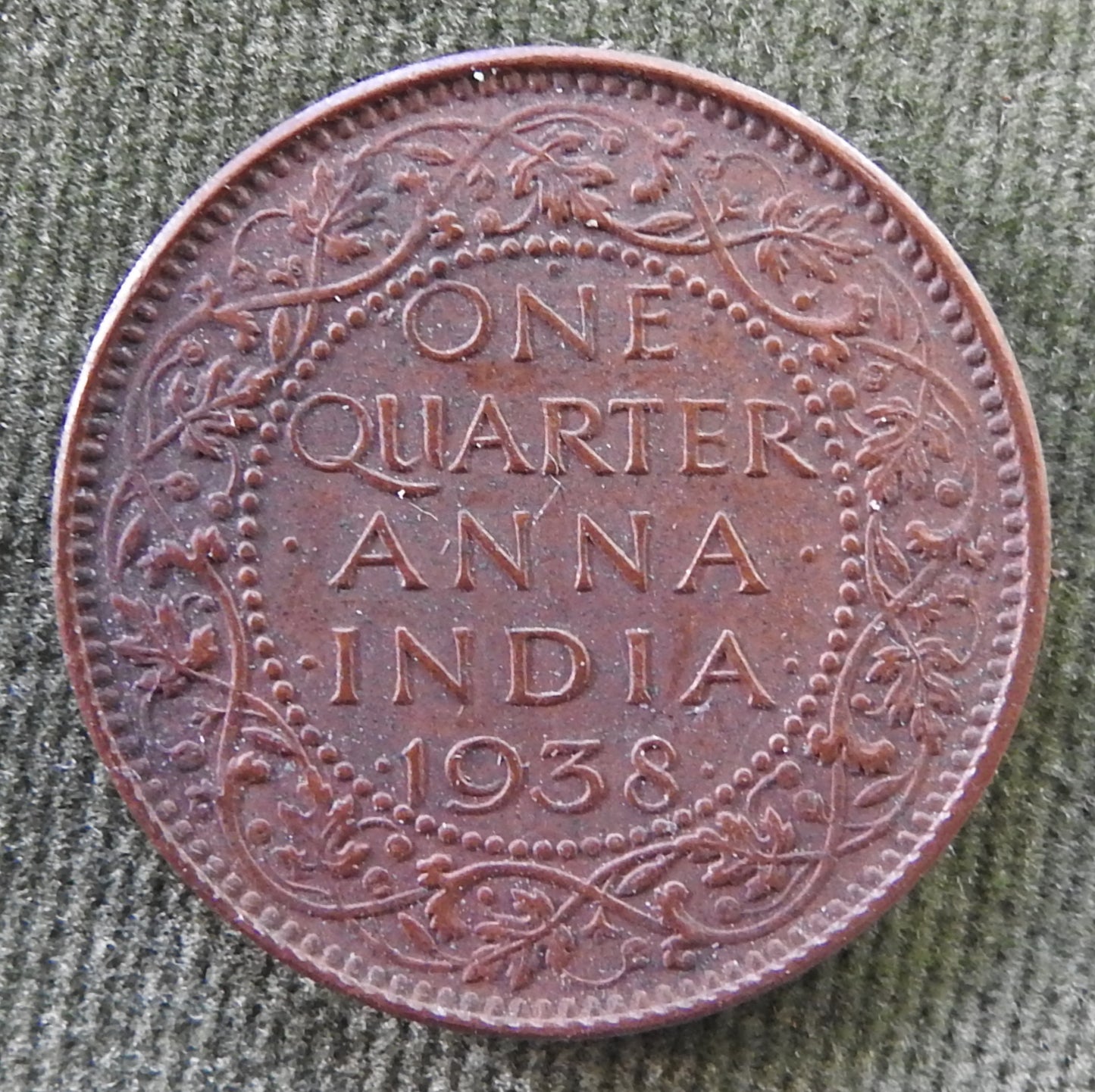 India 1938 1/4 One Quarter Anna King George VI Coin