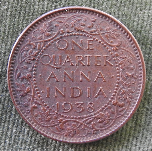 India 1938 1/4 One Quarter Anna King George VI Coin