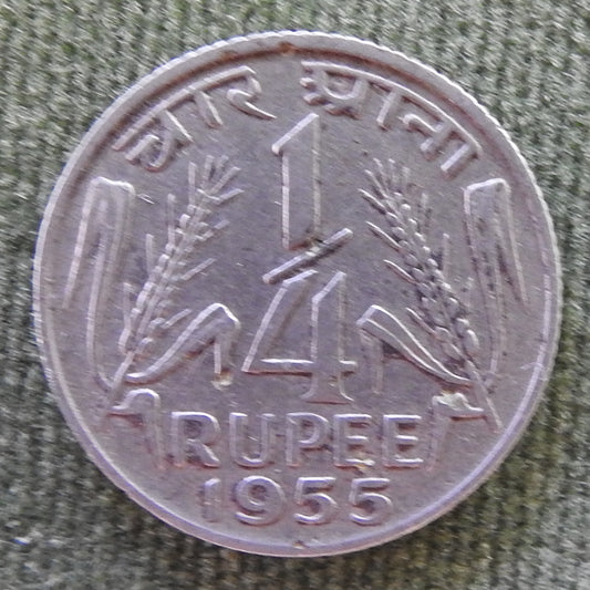 India 1955 Quarter 1/4 Rupee Coin Asoka Lion
