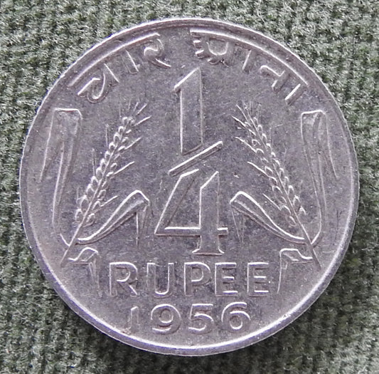 India 1956 Quarter 1/4 Rupee Coin Asoka Lion