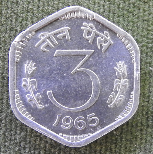 India 1965 3 Paise Asoka Lion Pedestal