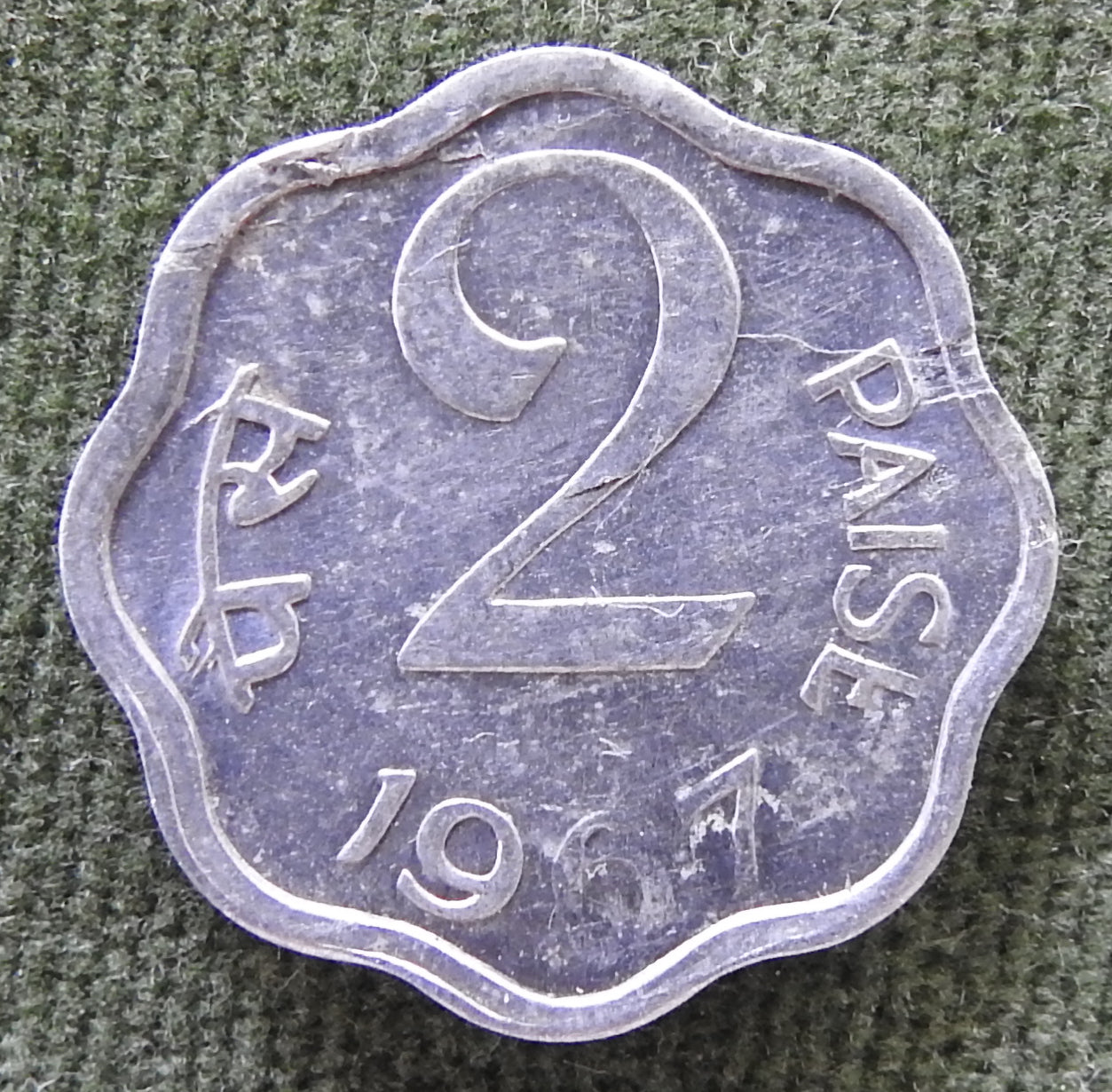 India 1967 2 Paise Coin Ashoka Lion