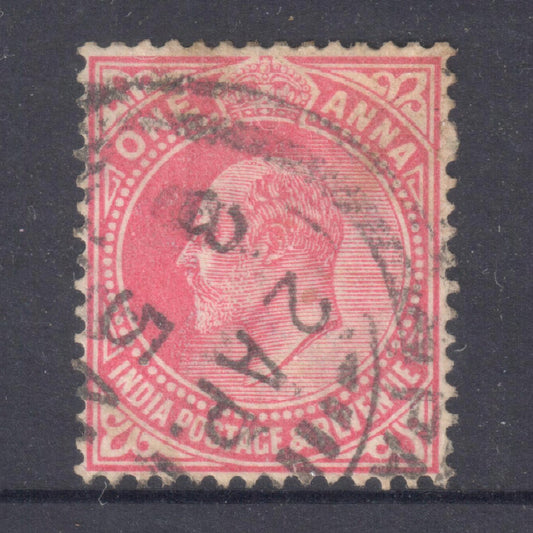 India 1902 -1903 1a Carmine King Edward VII Stamp - Perfin:14