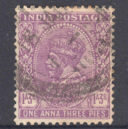 India 1932 1 Anna 3 Pies Purple King George V Stamp - Perfin:14