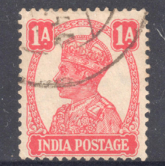 India 1941 -1943 1 Anna Carmine King George VI Stamp - Perfin:14