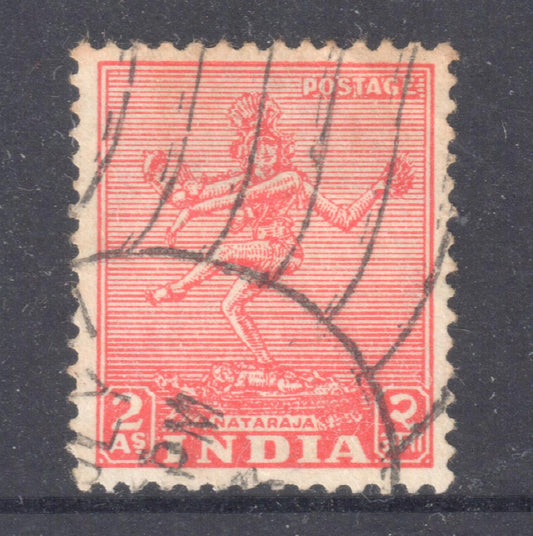 India 1949 2 Annas Red Nataraja Sculptures Stamp - Perfin:14