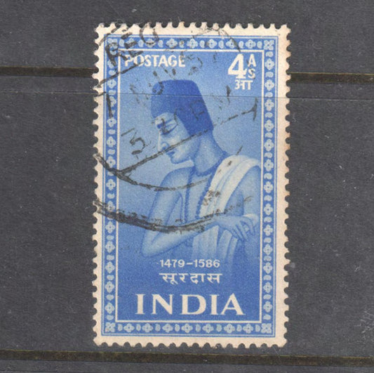 India 1952 4 Annas Blue Saints & Poets Stamp Surdas - SG 340